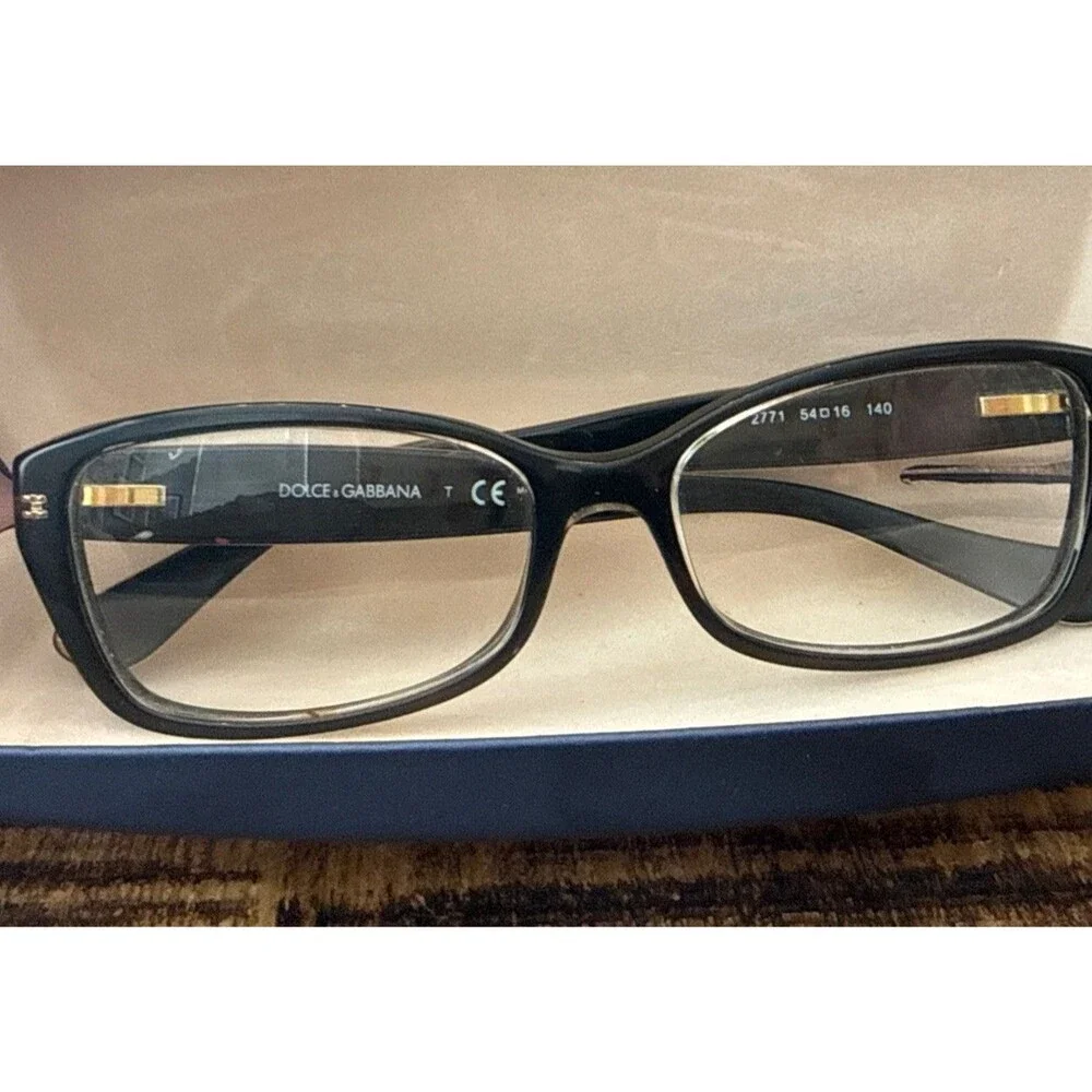 Dolce And Gabbana Eyeglass Frames In A Dark Black with Gold - Frames Only